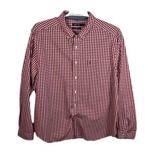 Nautica Men's XXL Red / White Plaid Long Sleeve Shirt